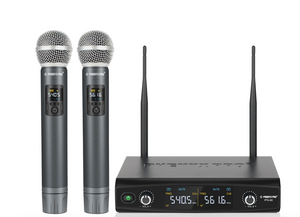 Phenyx Pro PTU-52-2H Dual Wireless Microphone System with Frequency Hopping