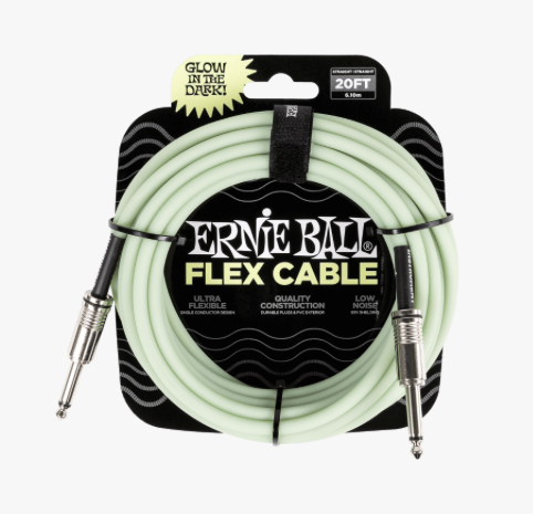 Ernie Ball Flex Instrument Cable, Straight/Straight, 20ft Glow in the Dark