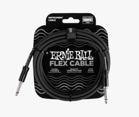 Ernie Ball Flex Instrument Cable, Straight/Straight, 10ft - Black Main image