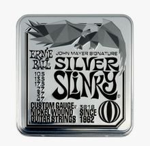 Load image into Gallery viewer, Ernie Ball John Mayer Silver Slinky Electric Guitar Strings 3-Pack Tin 10.5-47 Gauge