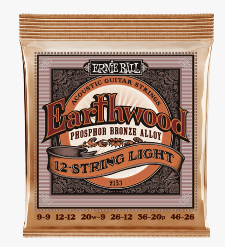 Ernie Ball Earthwood 12 String Light Phosphor Bronze Acoustic Guitar Strings 9 to 46 Gauge