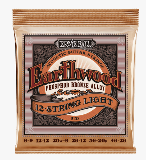 Ernie Ball Earthwood 12 String Light Phosphor Bronze Acoustic Guitar Strings 9 to 46 Gauge