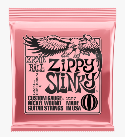 Ernie Ball Zippy Slinky Nickel Wound Electric Guitar Strings 7 to 36 Guage