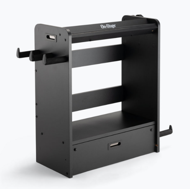 On-Stage GWS5000B Guitar and Bass Workstation with Instrument Hanger Cable Hanger Accessory Tray Amp Shelf