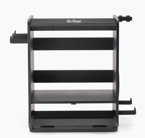 On-Stage GWS5000B Guitar and Bass Workstation with Instrument Hanger Cable Hanger Accessory Tray Amp Shelf