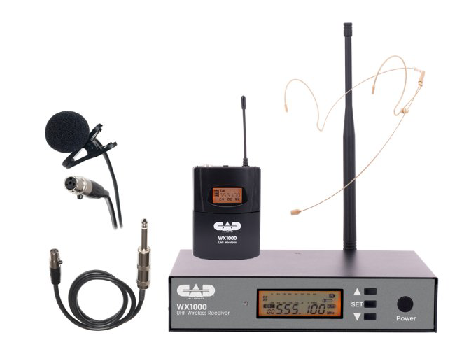 CAD WX1000BP Wireless Bodypack Microphone System with Lavalier Headset and Guitar Cable