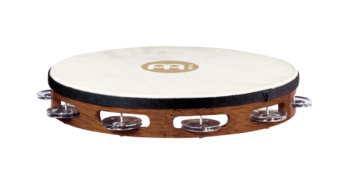 Meinl TAH1AB Traditional Wood Series 10 Inch Headed Wood Tambourine Single Row Nickel Plated Steel Jingles Main image