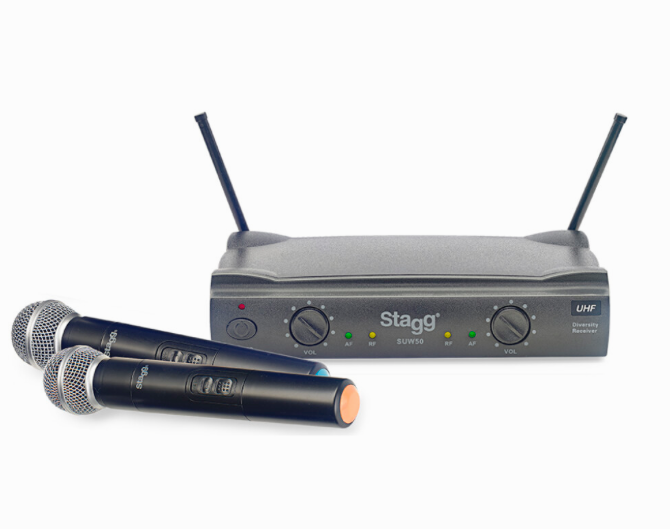 Stagg SUW 50 MM EG UHF True Diversity 2 Channel Dual Handheld Wireless Microphone System