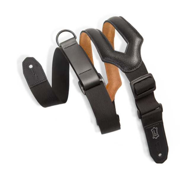 Levys MRHSS-BLK 3 Inch Wide Ergonomic Garment Leather Guitar Strap