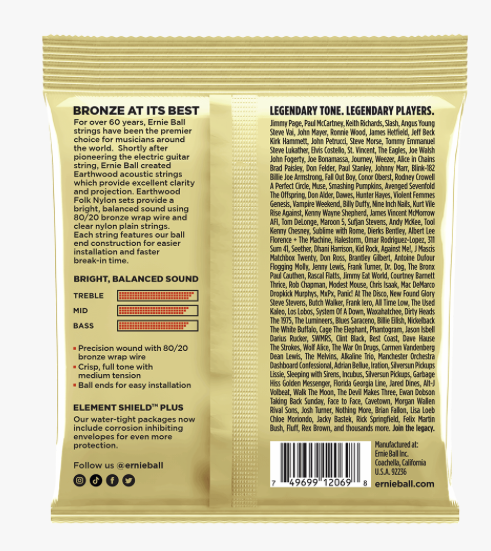 Ernie Ball EB2069 Earthwood 80/20 Bronze Acoustic Guitar Strings