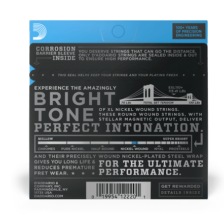 D'Addario EXL110+ Regular Light Plus XL Nickel Electric Guitar Strings 10.5-48