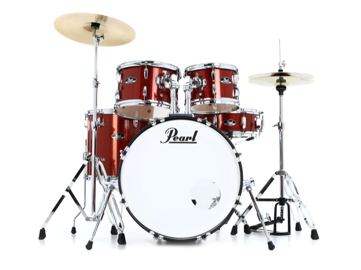 Pearl RS505C/C749 Roadshow Drum Set 5 Piece Kit w Cymbals Burnt Orange Sparkle