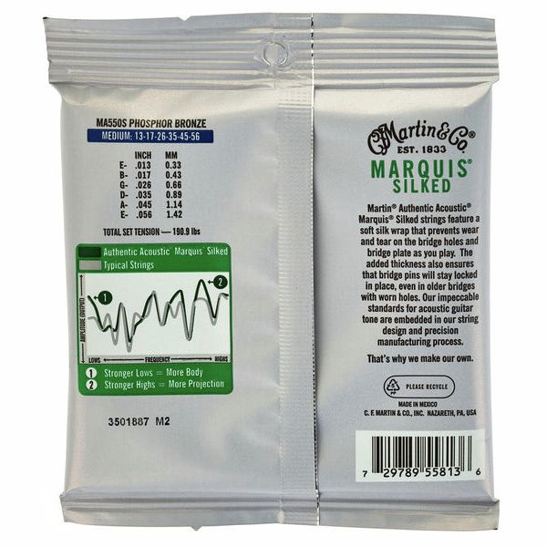 Martin MA550S Marquis Silked Phosphor Bronze Acoustic Guitar Strings - Medium