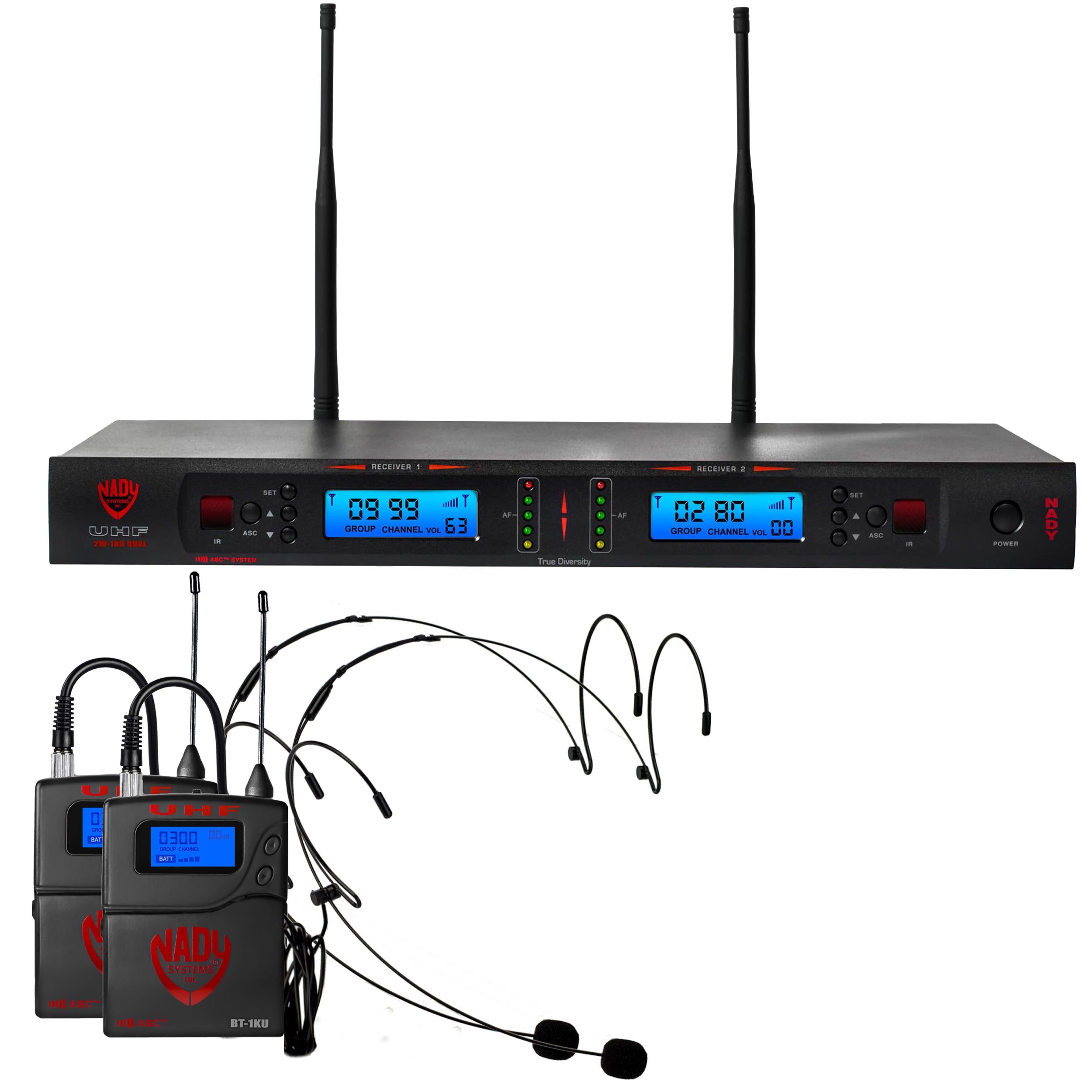 Nady 2W-1KU HM-10 Dual True Diversity 1000 Channel Professional UHF Wireless Microphone System Main image