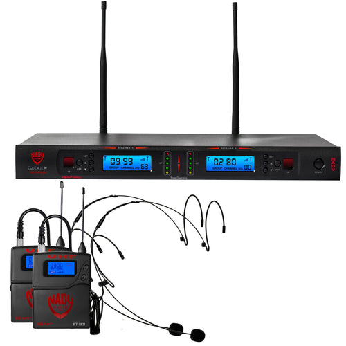 Nady 2W-1KU HM-10 Dual True Diversity 1000 Channel Professional UHF Wireless Microphone System