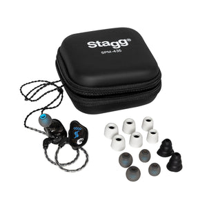 Stagg SPM-435BK High Resolution 4 Drivers Sound Isolating In Ear Monitors Headphones w Case - Black
