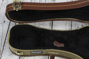 Stagg Soprano Ukulele Hardshell Case Vintage Tweed with Gold Hardware GCX-UKS-GD