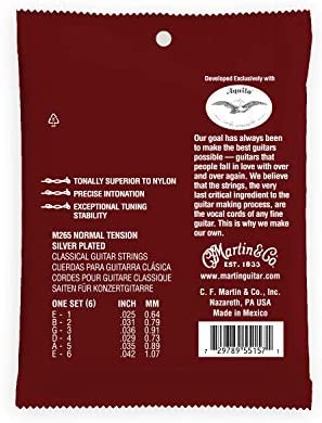 Martin M265 Magnifico Premium Silver-Plated, Tie End Classical Crystal Nylon Strings - Normal Tension