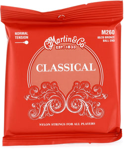 Martin M260 80/20 Bronze, Ball End Classical Crystal Nylon Strings - Normal Tension