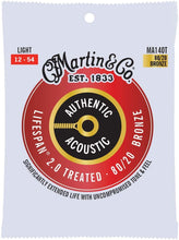 Load image into Gallery viewer, Martin MA140T Authentic Lifespan 2.0 Treated 80/20 Bronze Acoustic Guitar Strings - Light