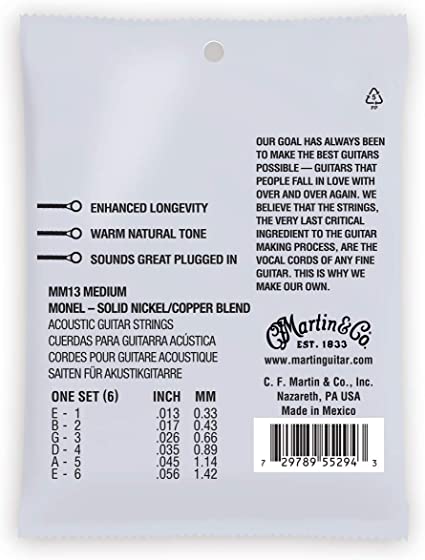 Martin MM13 Retro Monel Nickel Acoustic Guitar Strings - Medium