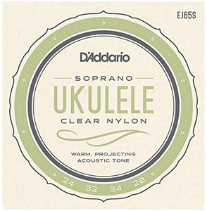 D'Addario EJ65S Clear Nylon Soprano Ukulele Strings