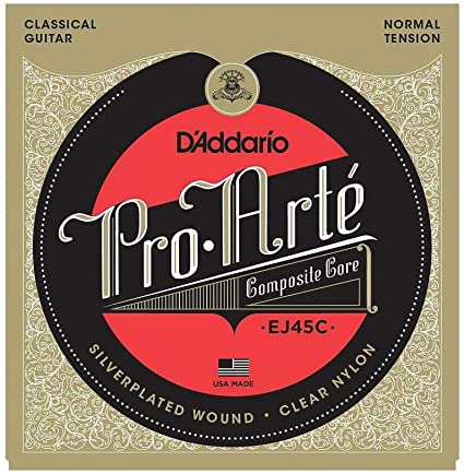 D'Addario EJ45C Pro-Arte Silver Plated Wound, Composite Core Classical Guitar Strings, Normal Tension