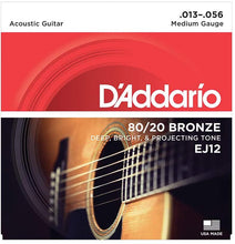 Load image into Gallery viewer, D&#39;Addario EJ12 80/20 Bronze Acoustic Guitar Strings - Medium, 13/56