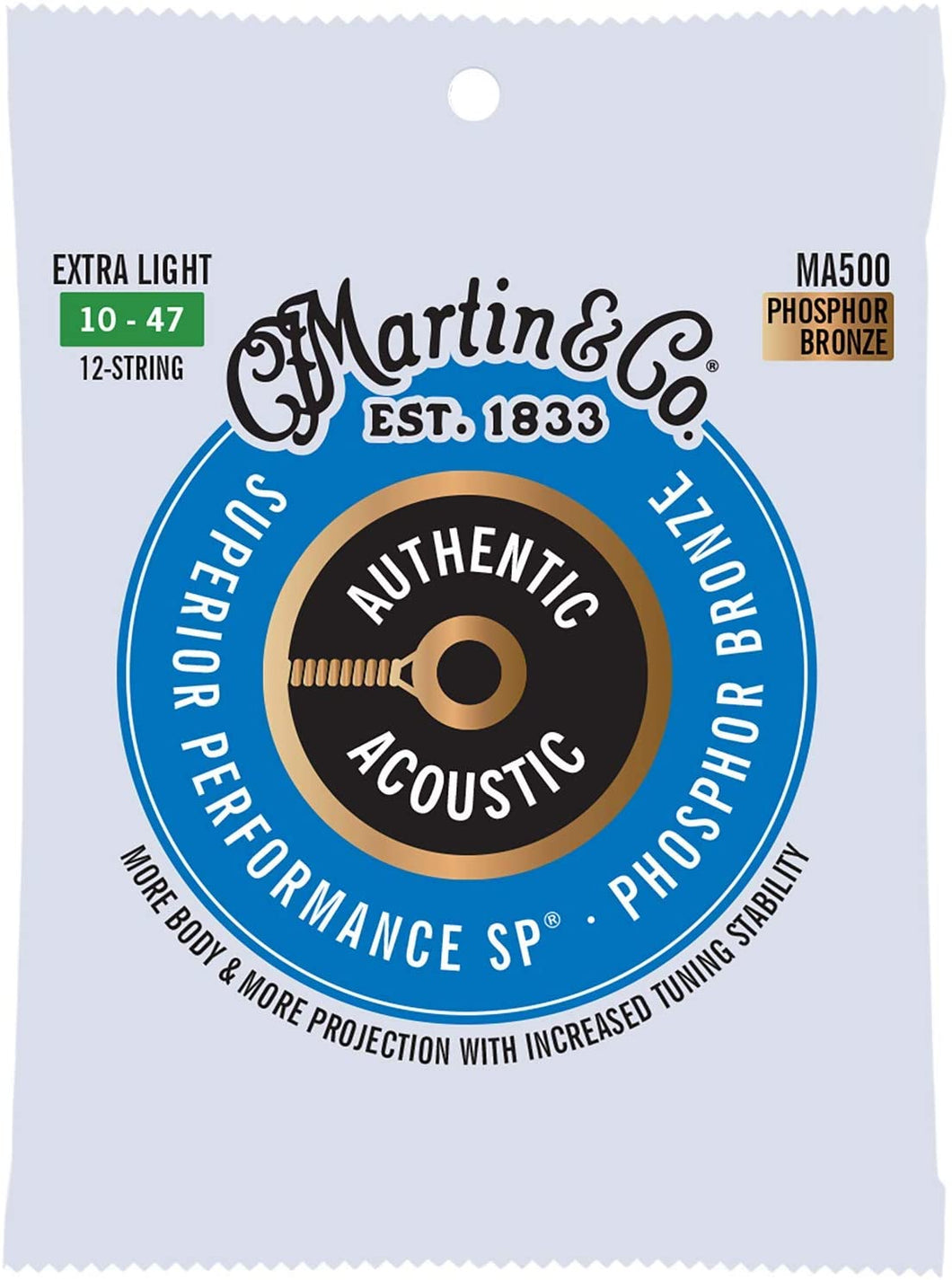 Martin MA500 Authentic Phosphor Bronze 12-String Acoustic Guitar Strings - Extra Light