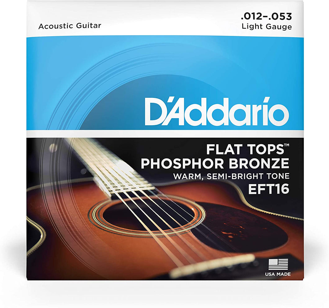 D'Addario EFT16 Phosphor Bronze Flat Top Acoustic Guitar Strings - Light, 12/53