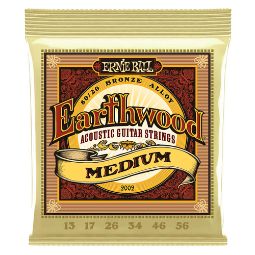 Ernie Ball 2002 Earthwood 80/20 Bronze Acoustic Guitar Strings - Medium, 13/56