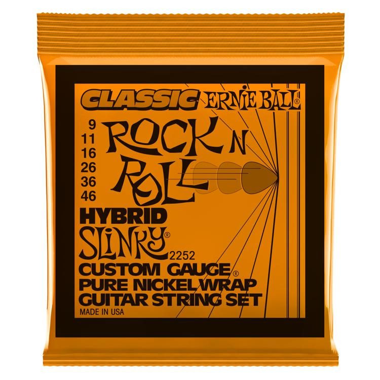 Ernie Ball 2252 Classic Rock n Roll Hybrid Slinky Nickel Wound Electric Guitar Strings, 09-46