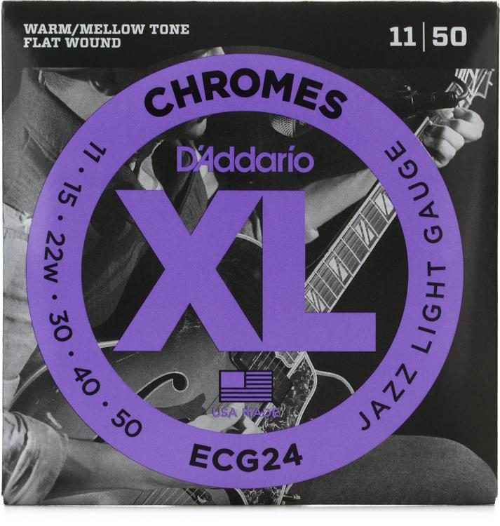 D'Addario ECG24 XL Chromes Flatwound Electric Guitar Strings - Jazz Light, 11/50 Main image