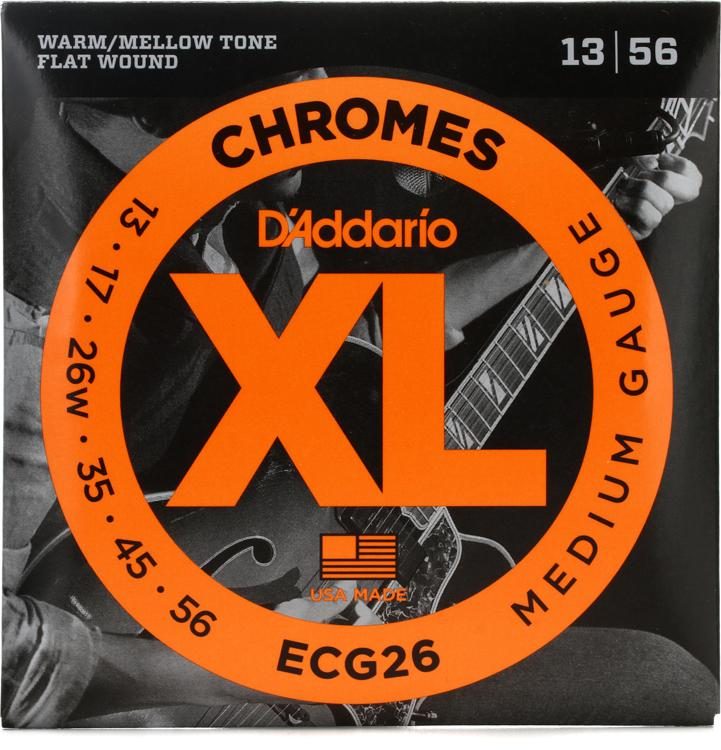 D'Addario ECG26 XL Chromes Flatwound Electric Guitar Strings - Medium 13/56 Main image