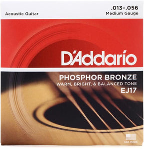 D'Addario EJ17 Phosphor Bronze Acoustic Guitar Strings - Medium, 13/56