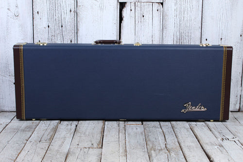 Fender Classic Series Wood Guitar Case Strat and Tele Hardshell Case Navy Blue