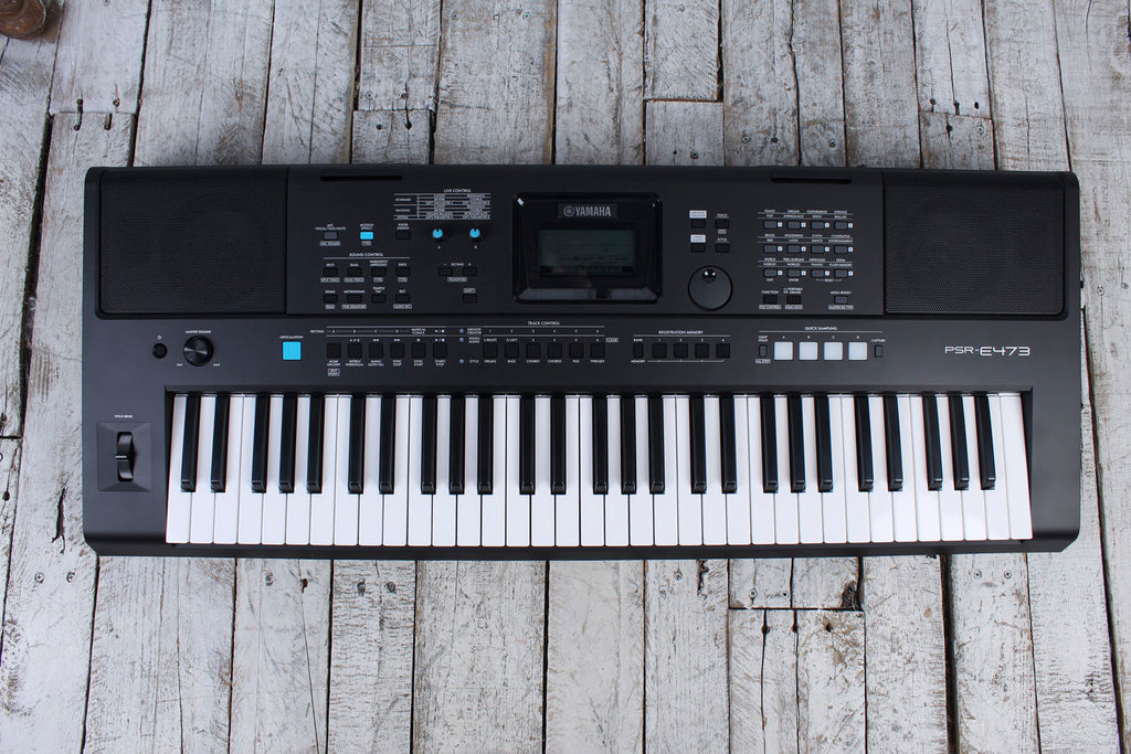Yamaha PSR-E473 61 Key Portable Keyboard with 820 Voices and Pitch Bend with Power Supply