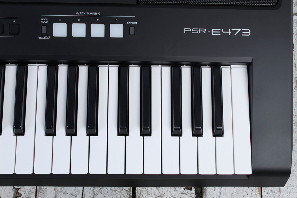 Yamaha PSR-E473 61 Key Portable Keyboard with 820 Voices and Pitch Bend with Power Supply