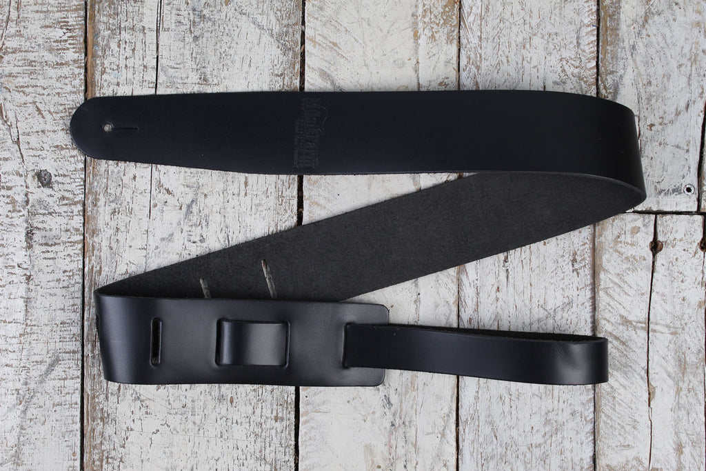 Henry Heller 2 Inch Genuine Cowhide Guitar Strap Black HLO2-BLK