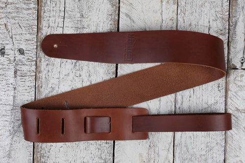 Henry Heller 2 Inch Genuine Cowhide Guitar Strap Brown HLO2-BRN