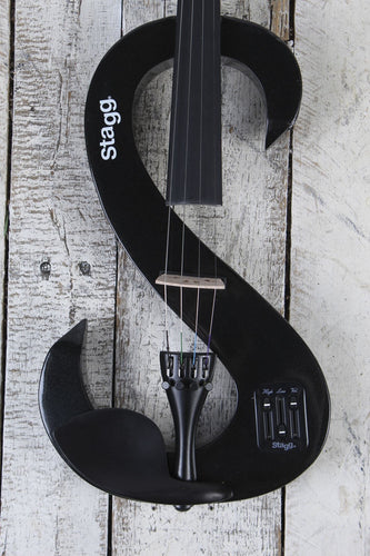 Stagg 4/4 S Shaped Electric Violin Outfit Metallic Black with Headphones & Case