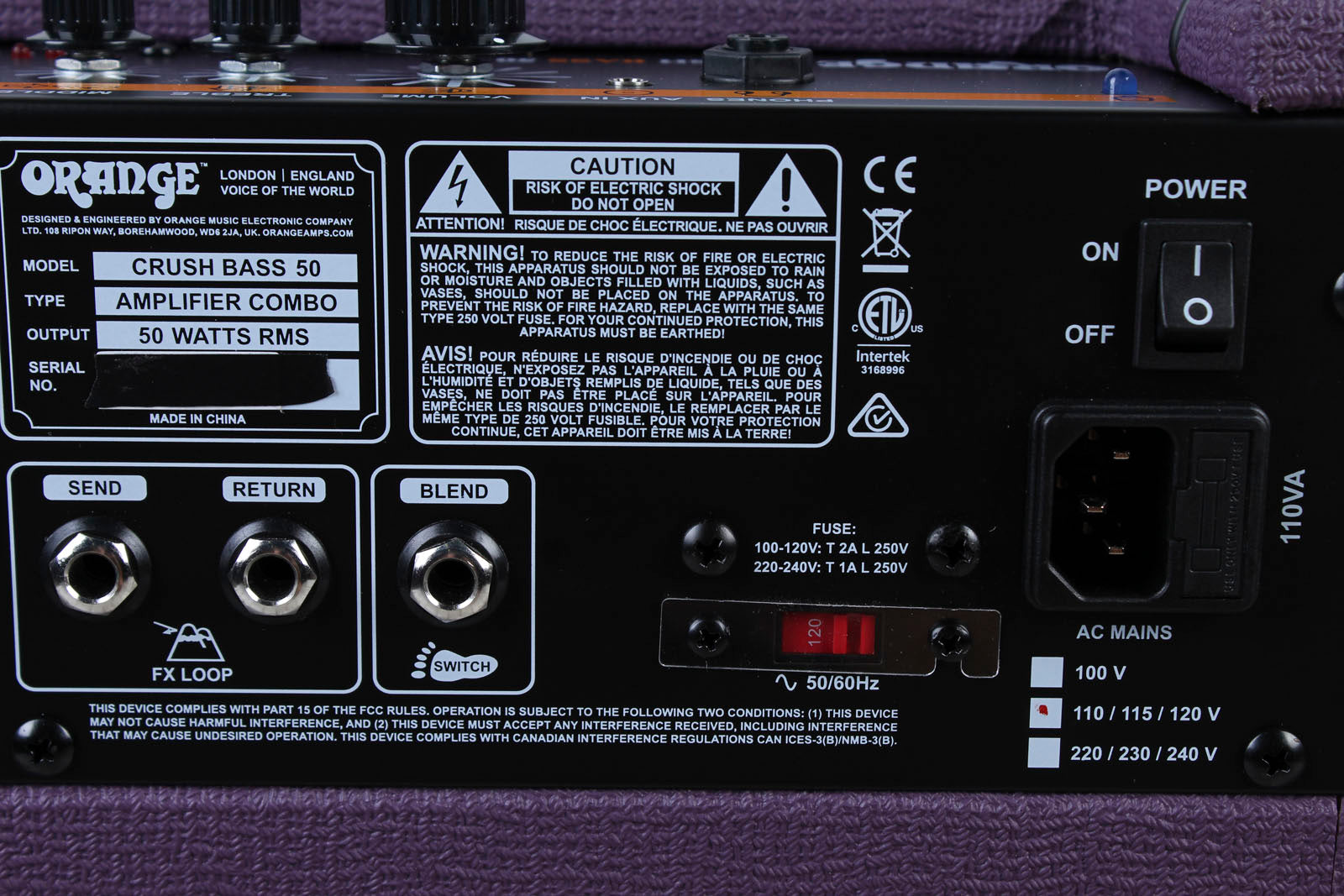 Orange Crush Bass 50 Limited Edition Glenn Hughes Electric Bass Guitar Amplifier