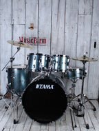 Tama ST52H5CSEM Stagestar 5 Piece Complete Drum Set with Stands and Throne Sea Blue Mist