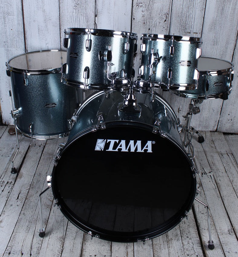 Tama ST52H5CSEM Stagestar 5 Piece Complete Drum Set with Stands and Throne Sea Blue Mist Main image
