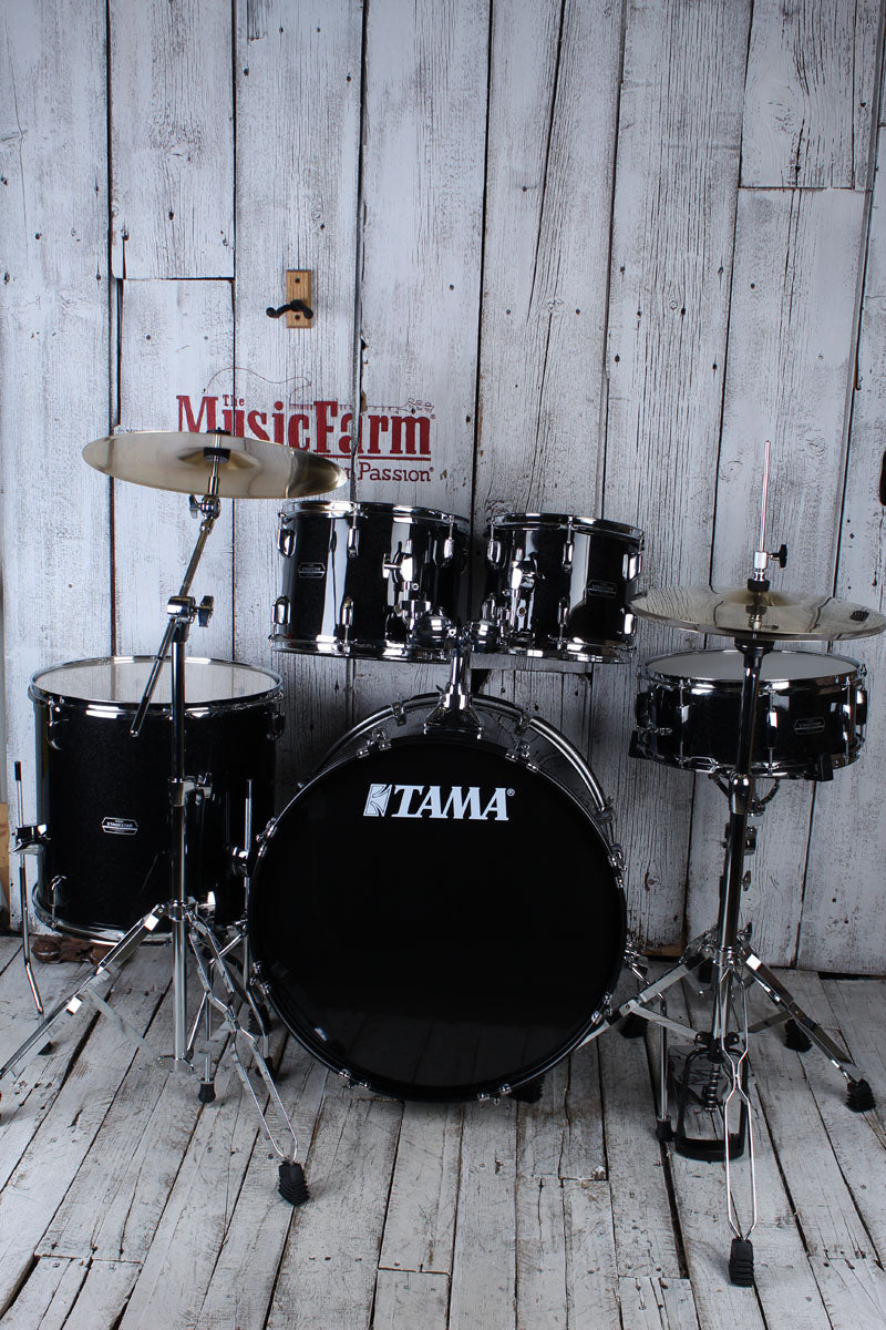 Tama ST52H5CBNS Stagestar 5 Piece Complete Drum Set with Stands and Throne Black Night Sparkle Secondary image