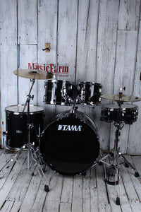 Tama ST52H5CBNS Stagestar 5 Piece Complete Drum Set with Stands and Throne Black Night Sparkle