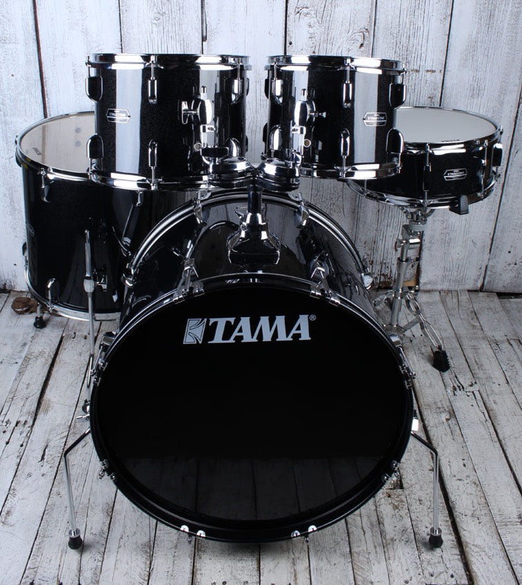 Tama ST52H5CBNS Stagestar 5 Piece Complete Drum Set with Stands and Throne Black Night Sparkle Main image