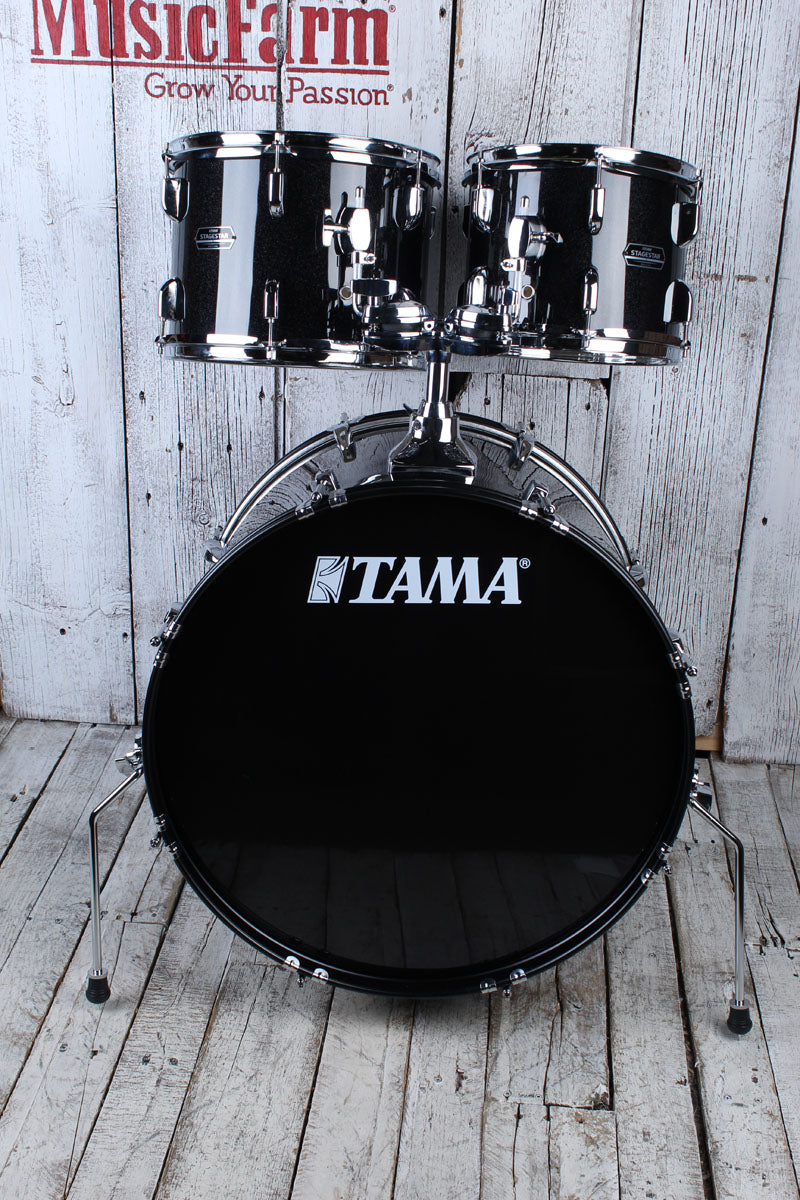 Tama ST52H5CBNS Stagestar 5 Piece Complete Drum Set with Stands and Throne Black Night Sparkle