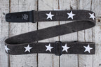 Lock-It Straps 2" Distressed Cotton Guitar Strap Black with White Stars