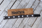 Lock-It Straps 2" Distressed Cotton Guitar Strap Black with White Stars